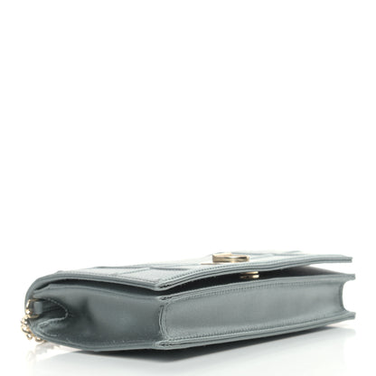 Christian Dior Satin Diorama Wallet on Chain Pouch Blue Gray 4 of 11