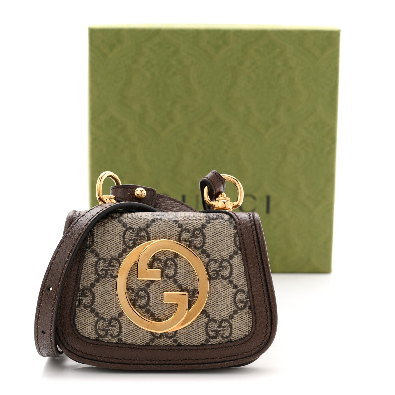 Gucci GG Supreme Monogram Textured Dollar Calfskin Blondie Card Case Wallet with Strap Beige Ebony New Acero 11 of 11