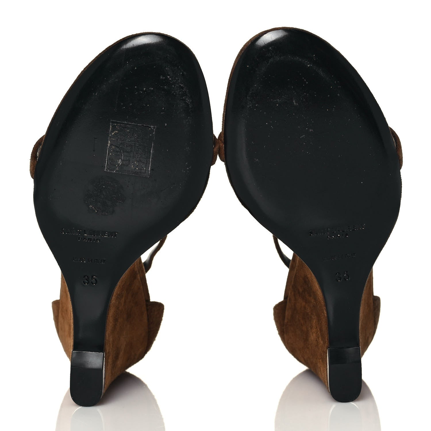 Saint Laurent Suede Lila Wedge Sandals 35 Brown 5 of 8