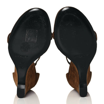 Saint Laurent Suede Lila Wedge Sandals 35 Brown 5 of 8