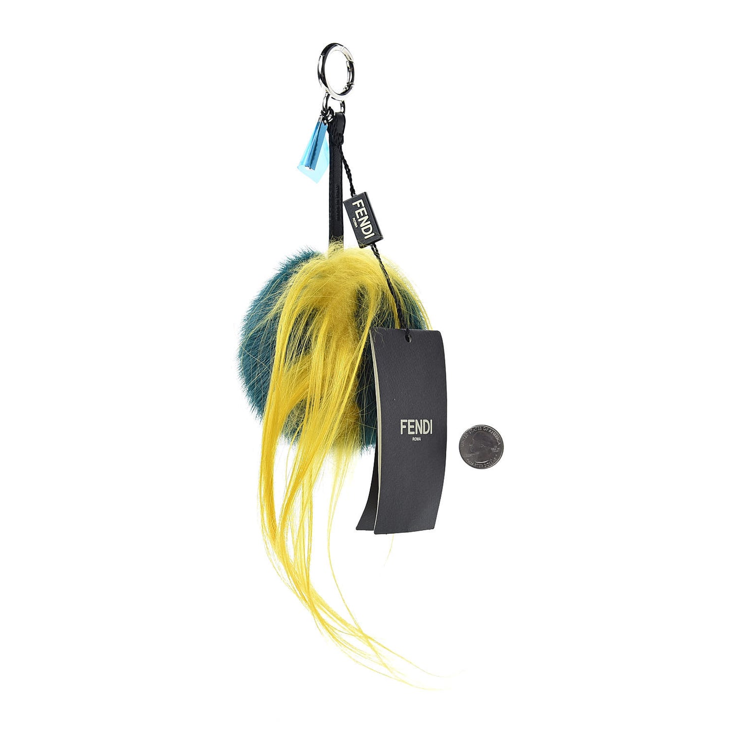 Mink Goat Fur QuTweet Jungle Bag Bug Charm Green Yellow Pink