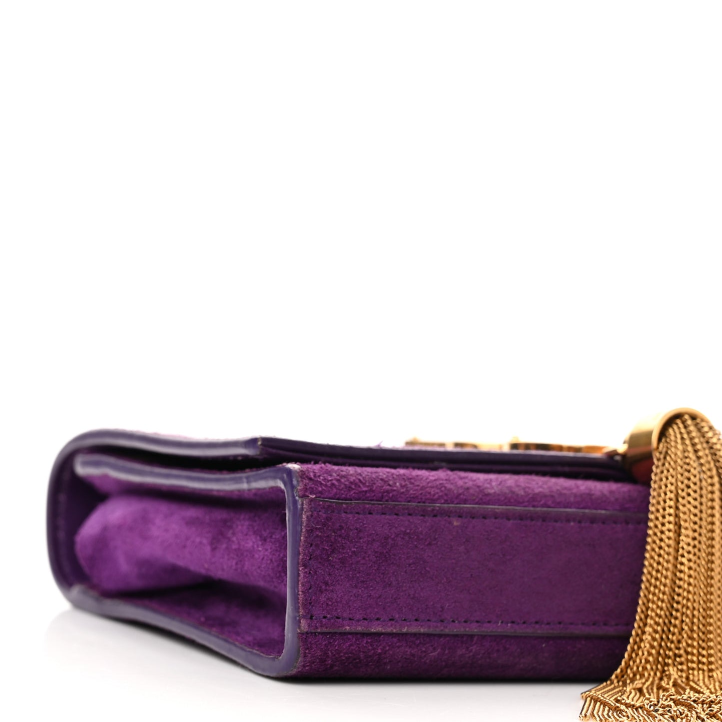 Suede Small Classic Monogram Kate Tassel Satchel Purple