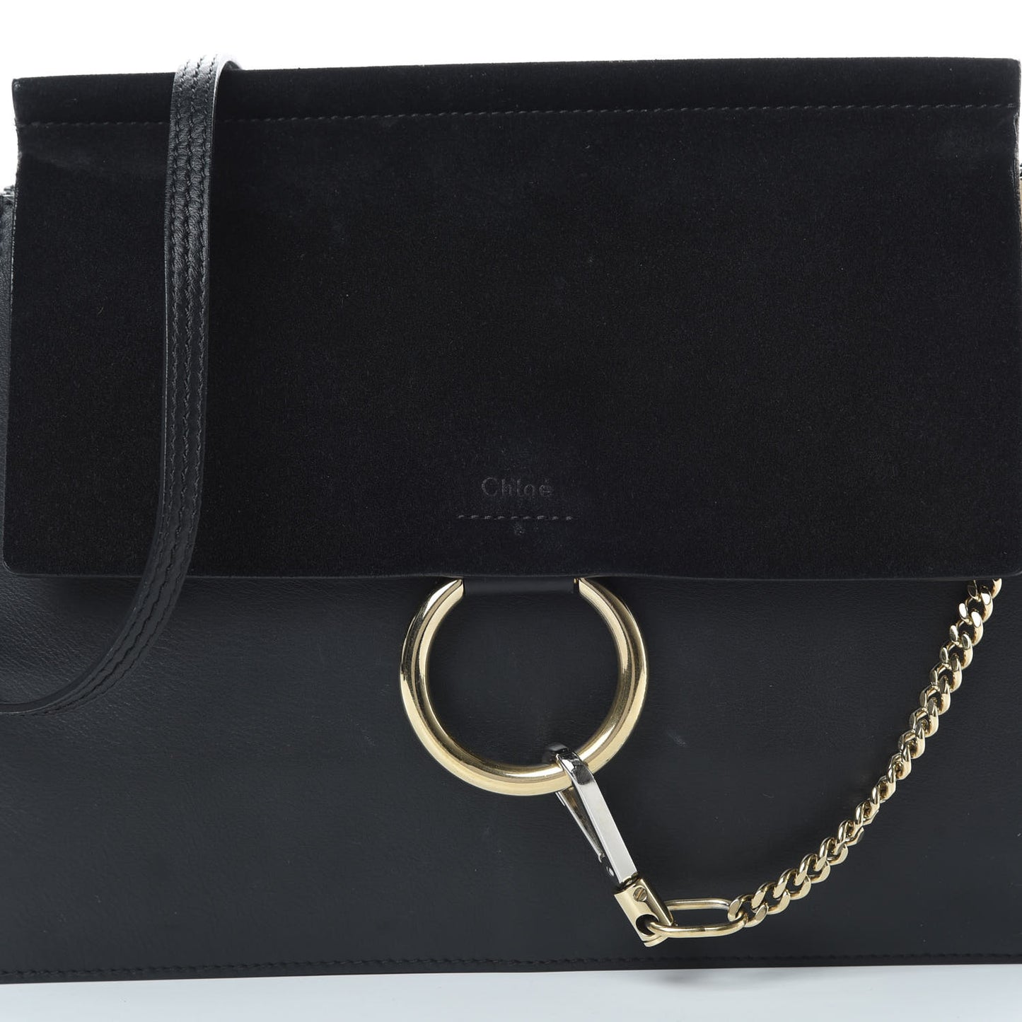 Suede Calfskin Medium Faye Shoulder Bag Black