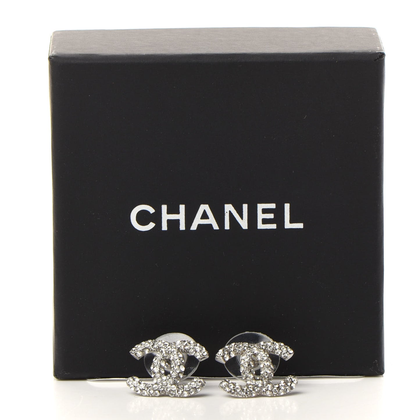 Crystal Large CC Earrings Silver
