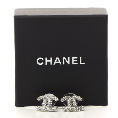 Chanel Crystal Large CC Earrings Silver 5 of 5
