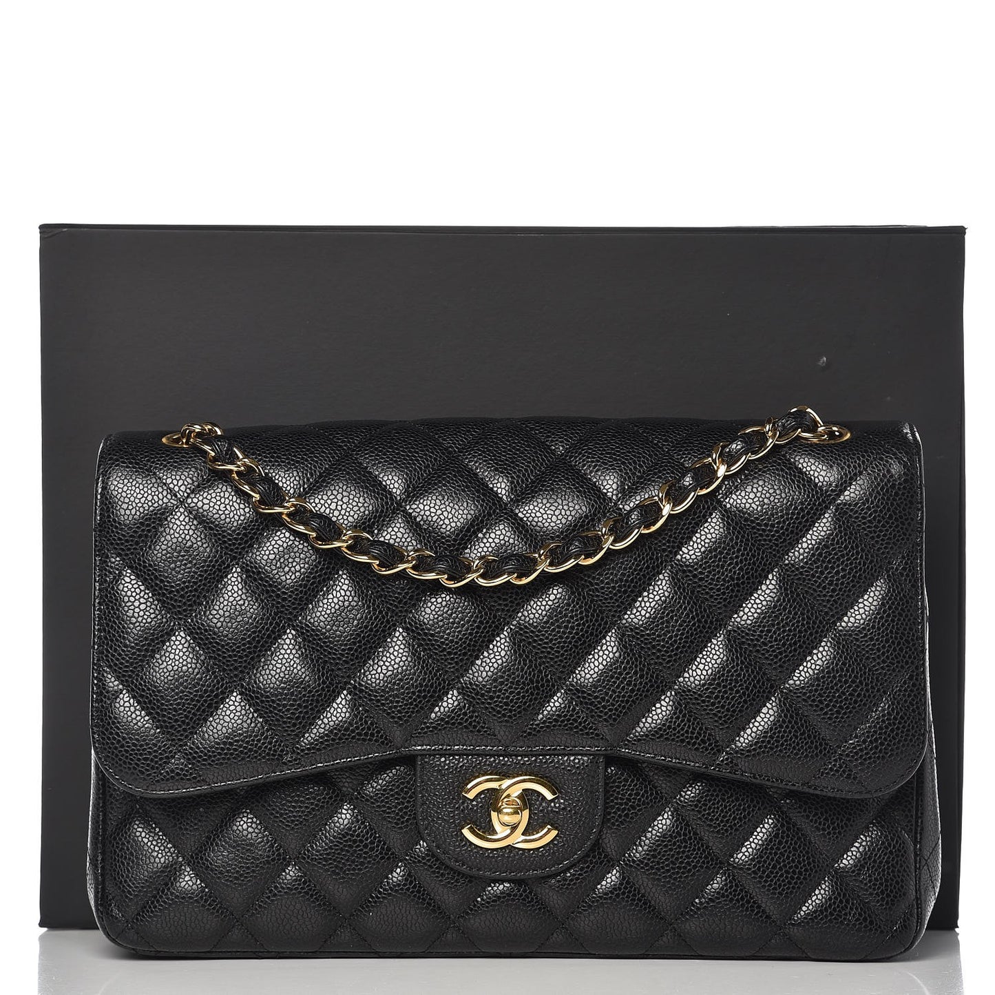 Caviar Quilted Jumbo Double Flap Black