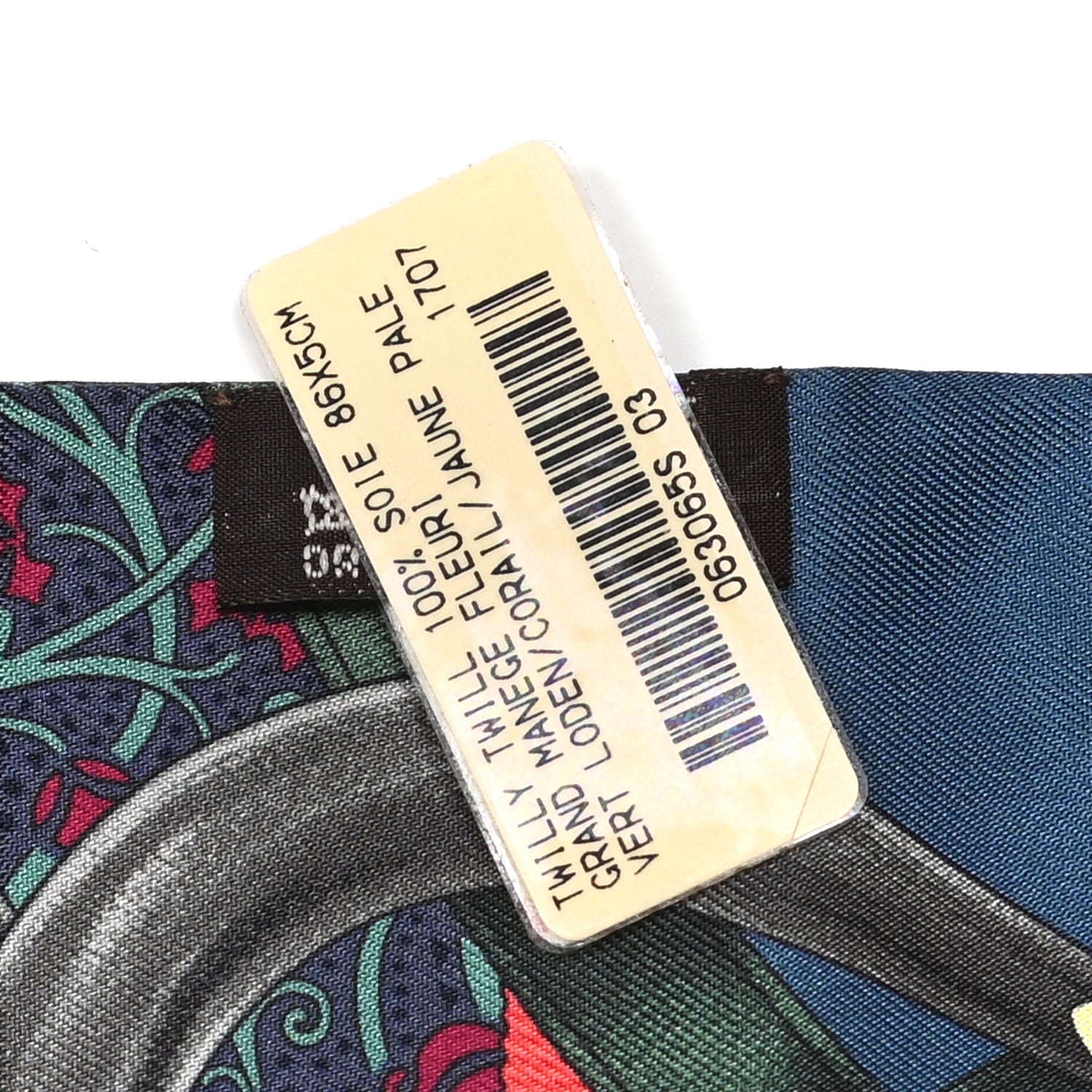 Hermes Silk Grand Manege Fleuri Twilly Vert Loden Corail Jaune Pale 3 of 5
