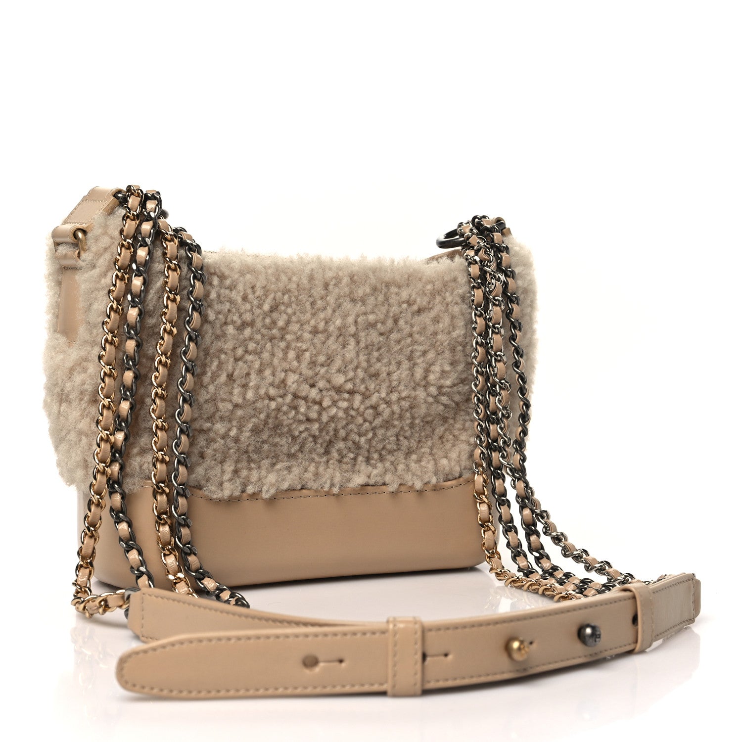 Chanel Shearling Small Gabrielle Hobo Dark Beige 2 of 10