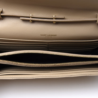 Saint Laurent Grain De Poudre Matelasse Chevron Monogram Chain Wallet Nude Powder 4 of 10