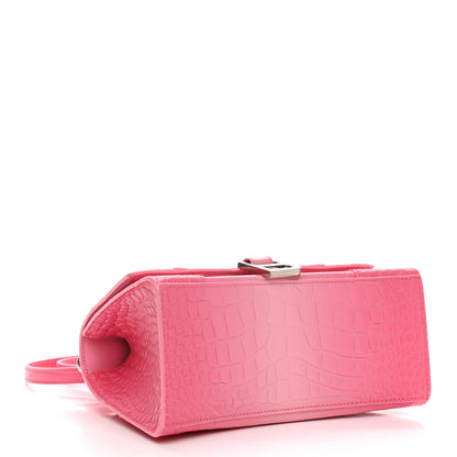 Balenciaga Calfskin Crocodile Embossed Degrade Small Hourglass Top Handle Bag Sweet Pink 4 of 10