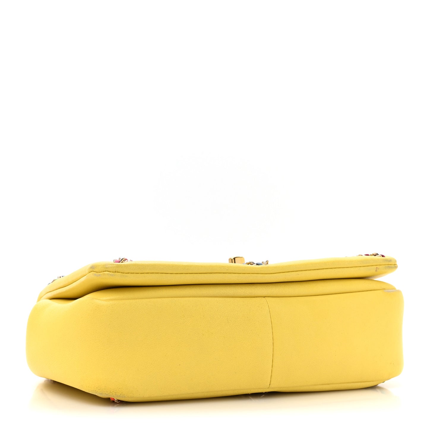 Lambskin Small Entwined Chain Flap Yellow Multicolor