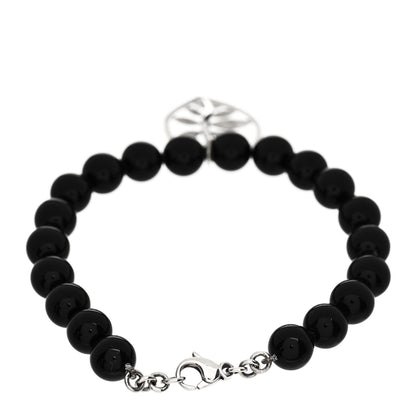 Tiffany Sterling Silver Black Onyx 8mm Bead Paloma Picasso Leaf Bracelet 2 of 3