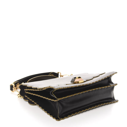 Fendi Vitello Liberty Scalloped Studded Kan I Shoulder Bag Black 4 of 10