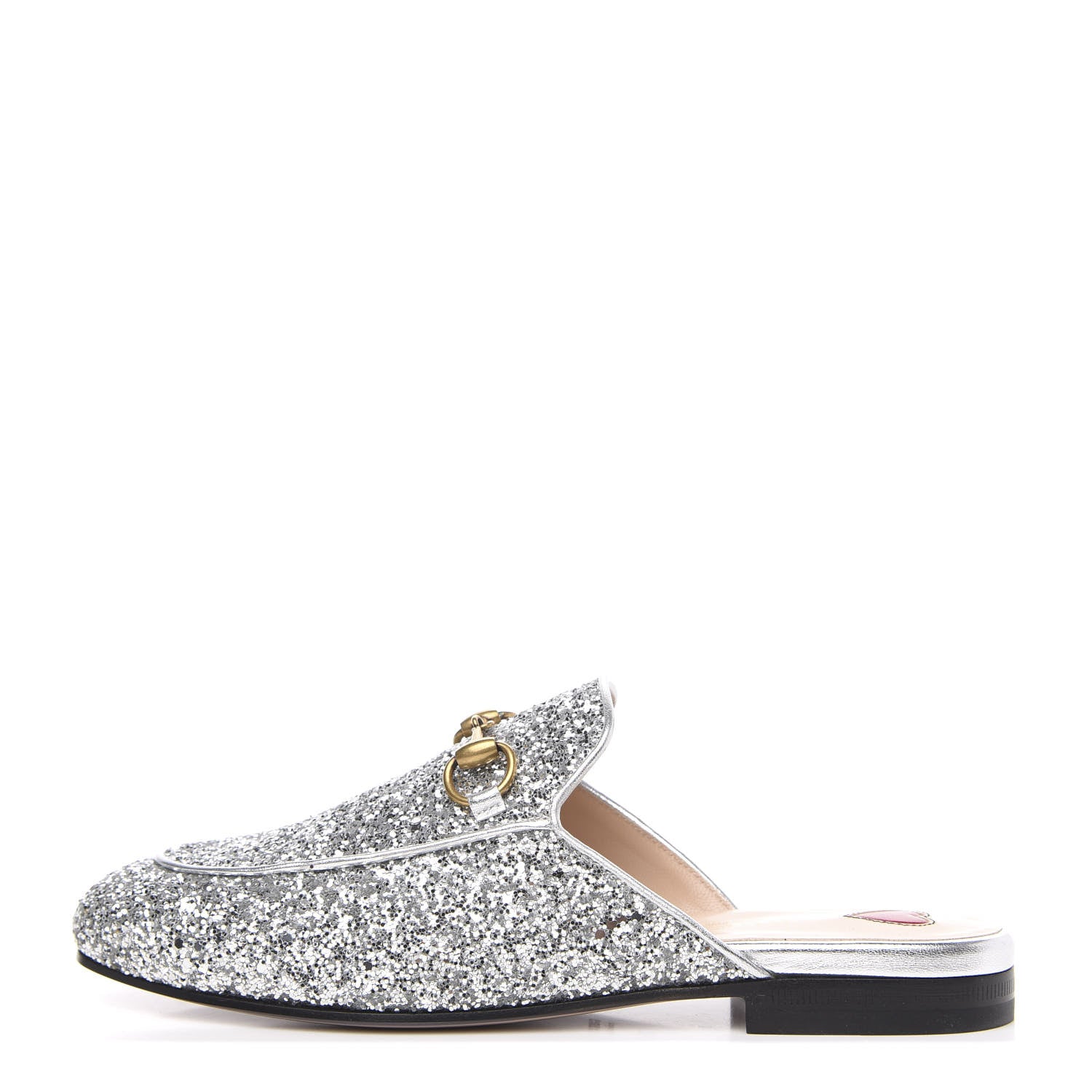 Gucci Glitter Womens Princetown Slippers 35 Silver 1 of 8