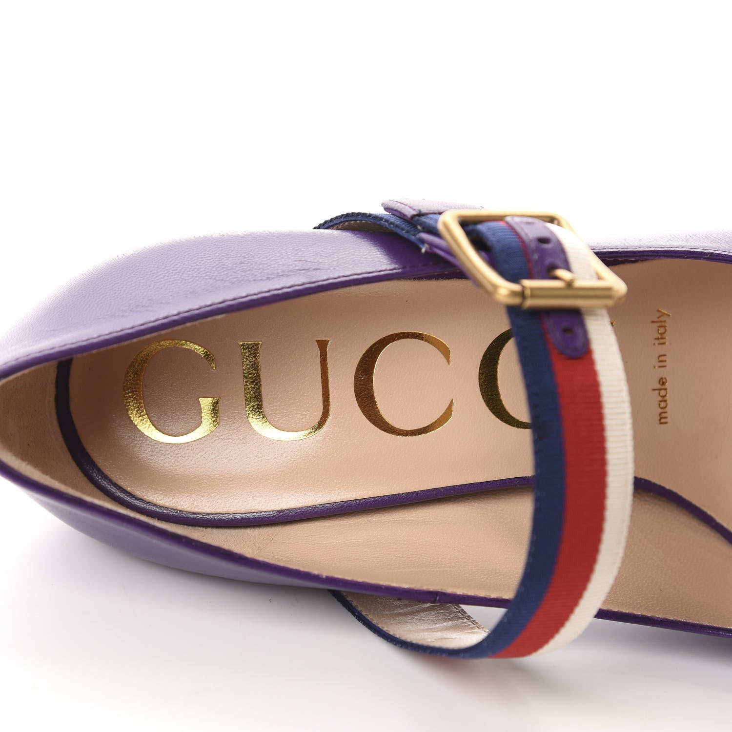 Gucci Malaga Kid Sylvie High Heel Pumps 36.5 Shine Purple 8 of 10