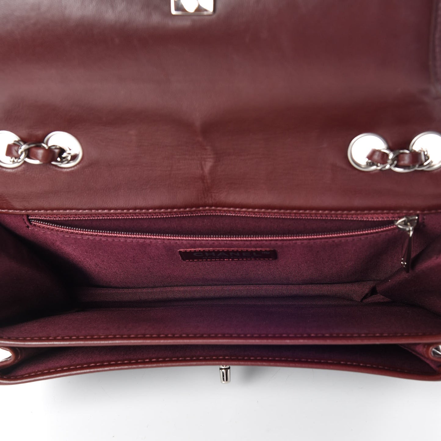Patent Lambskin Medium Chocolate Bar Flap Black Bordeaux