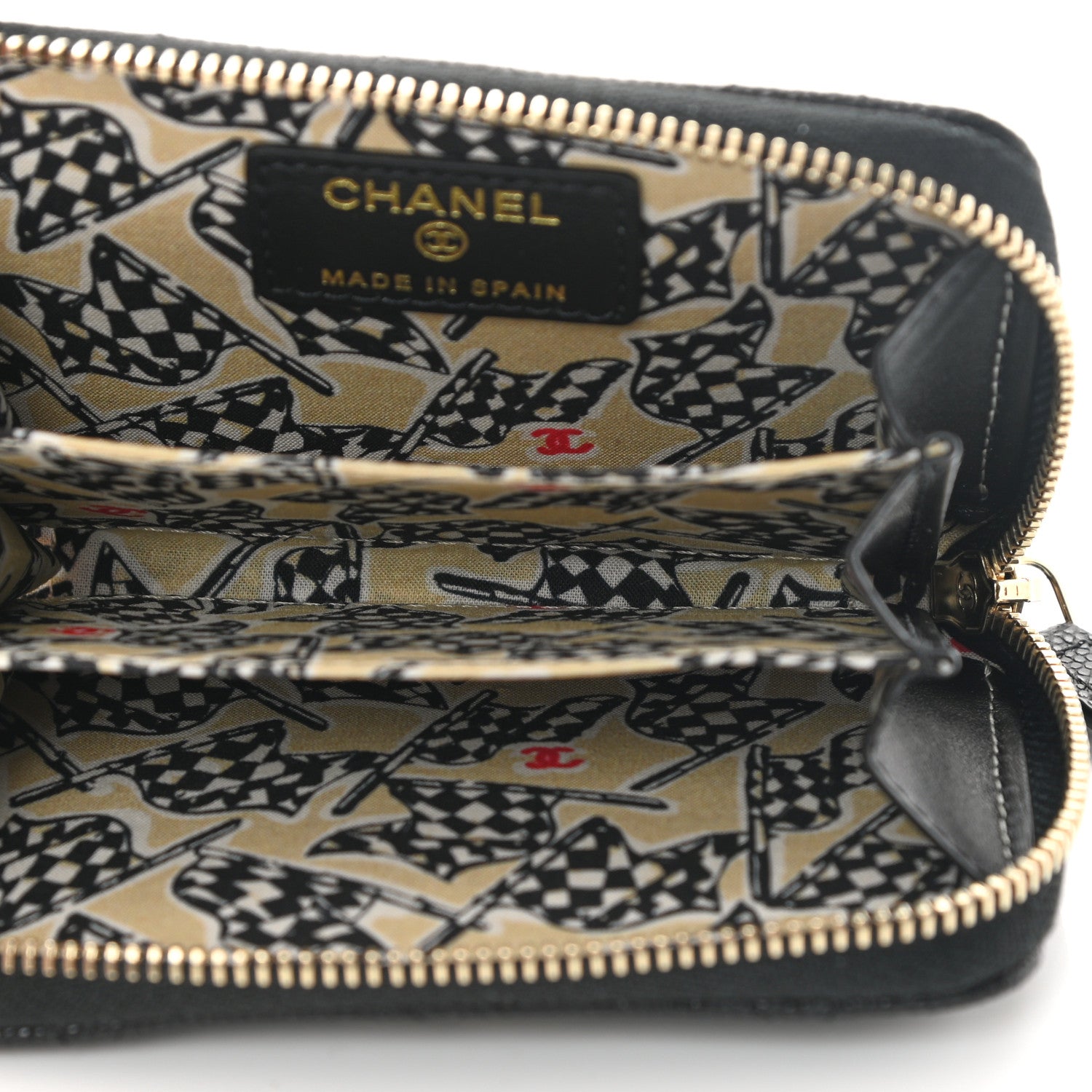 Chanel Caviar Quilted CC Zip Around Card Holder Wallet Black 5 of 8