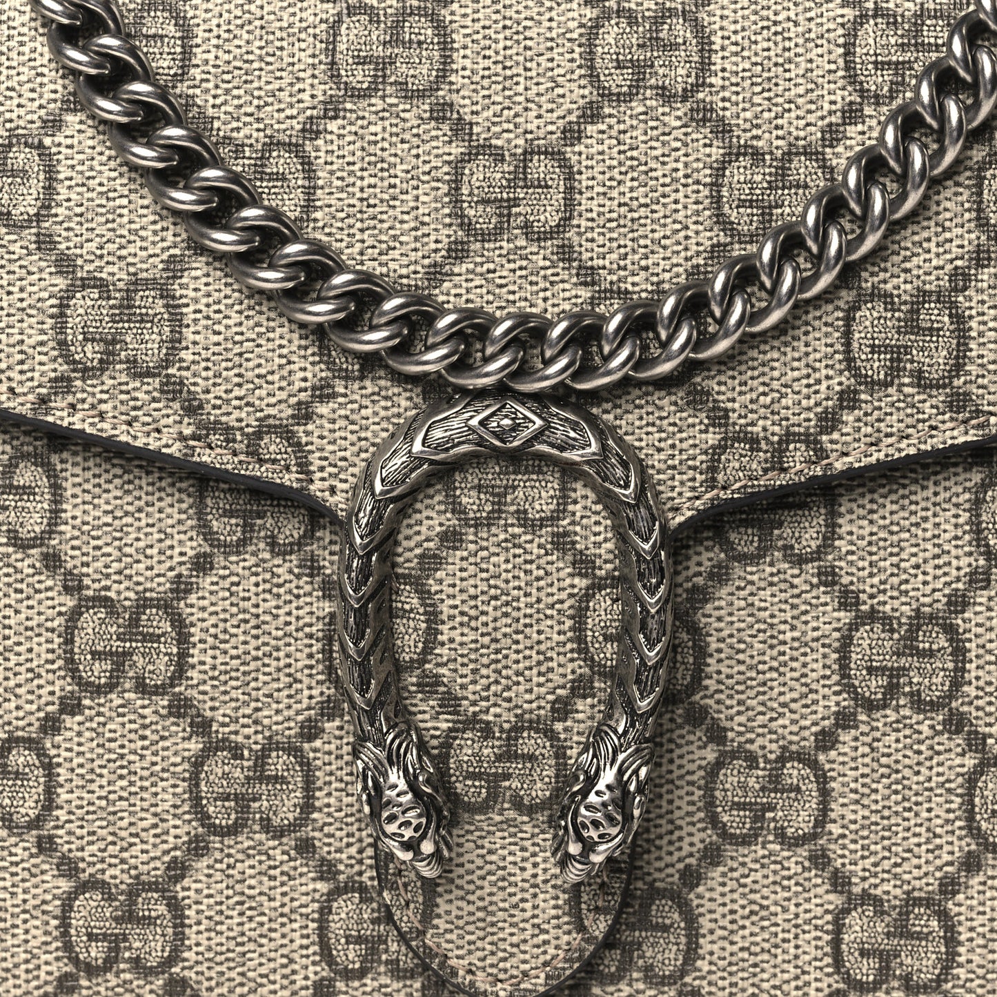GG Supreme Monogram Mini Dionysus Chain Wallet Beige Taupe