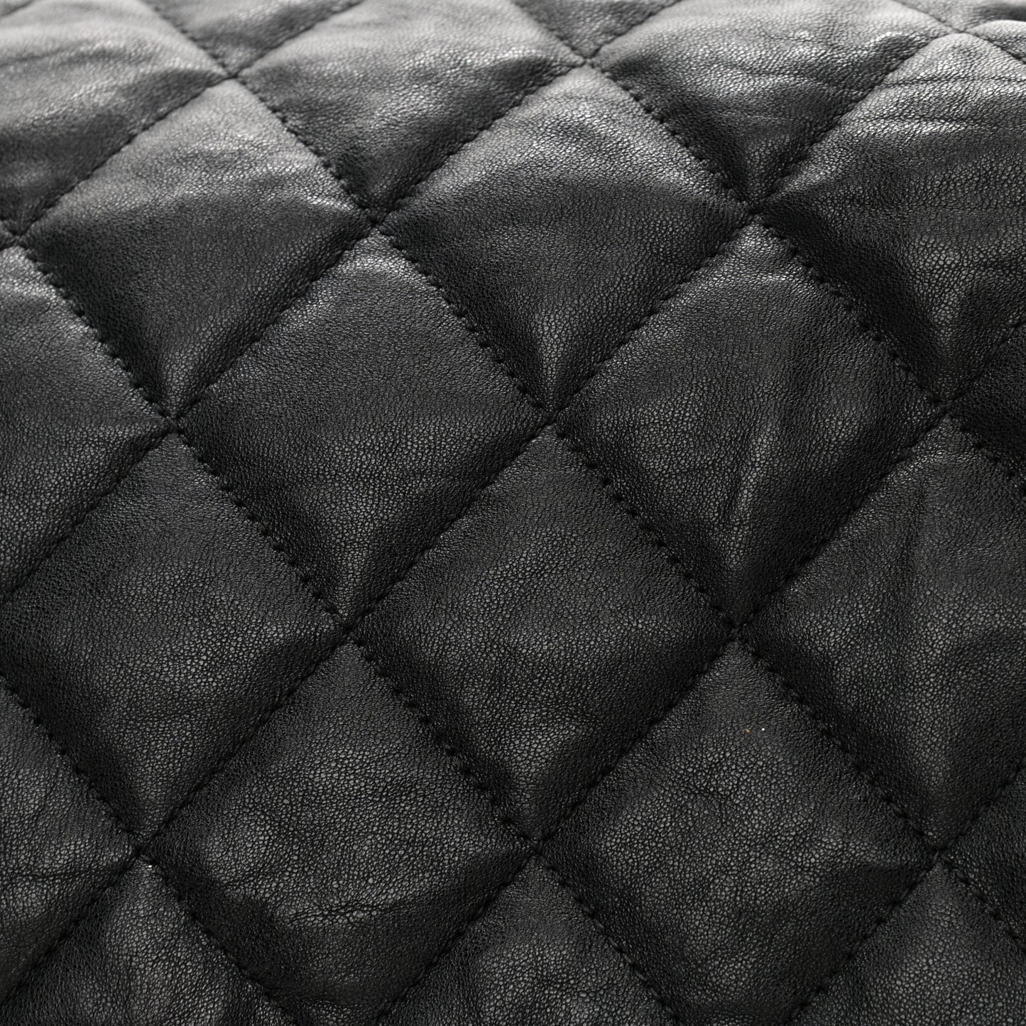 Washed Lambskin Quilted Maxi Chain Around Flap Black