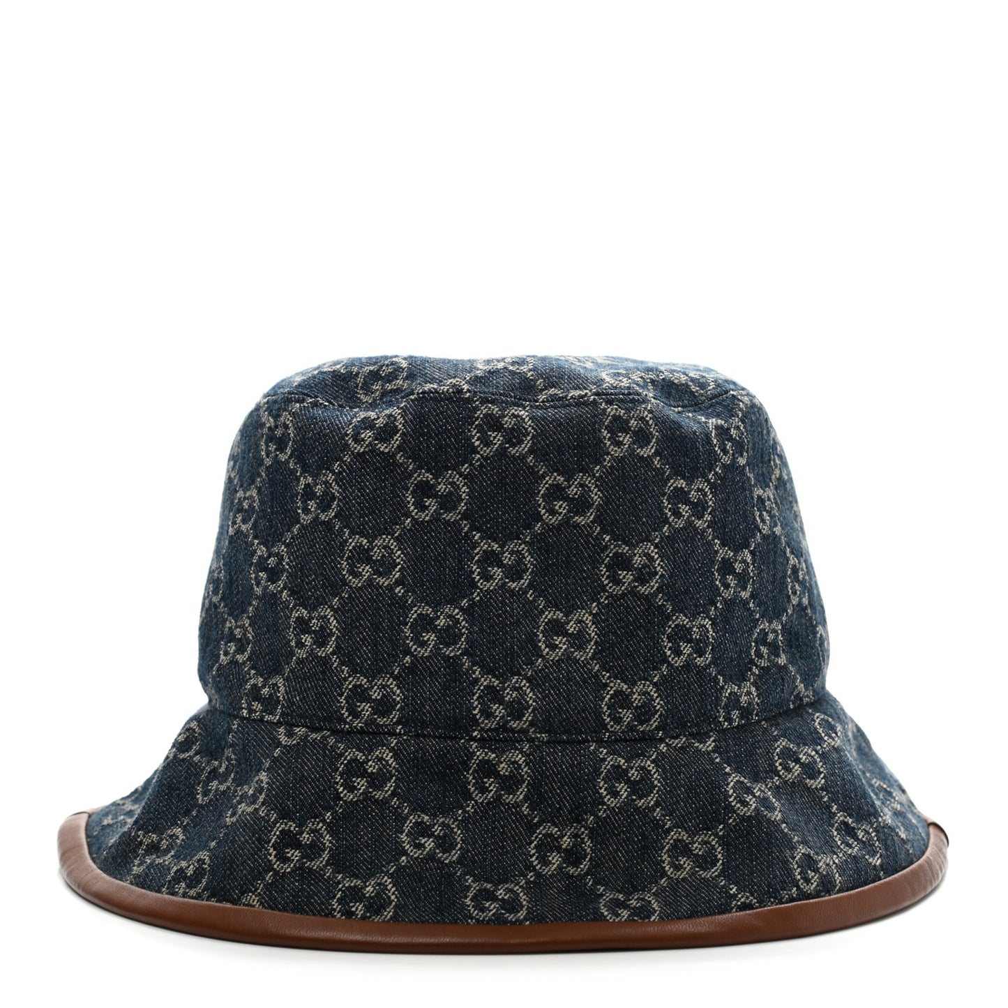 Washed Jacquard Denim Nappa GG Monogram Oscar Bucket Hat XL Denim Cuir