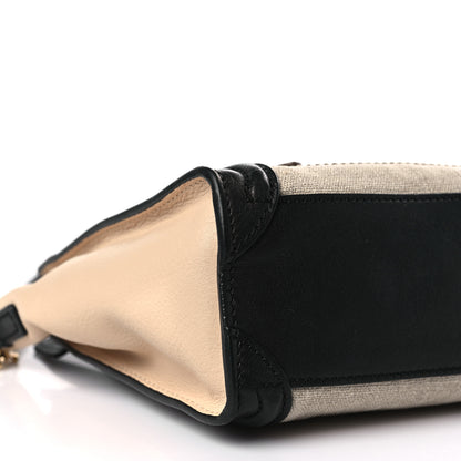 Celine Canvas Smooth Calfskin Nano Tri-Color Luggage Natural Black Tan 8 of 9