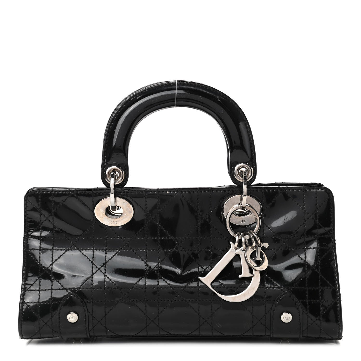 Christian Dior Patent Cannage Stitched Small Lady East West Lady Dior Black 1 of 6
