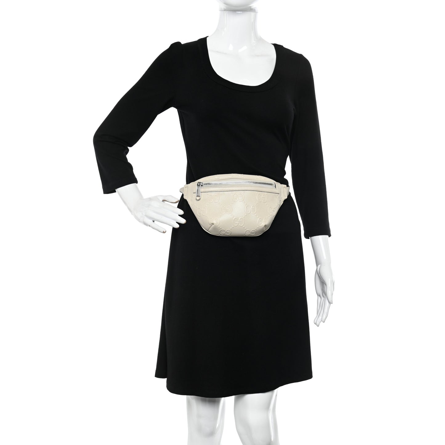 Calfskin GG Tennis Embossed Belt Bag Mystic White