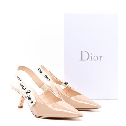 Christian Dior Patent Ribbon J'Adior Slingback 65mm Pumps 38 Nude 9 of 9