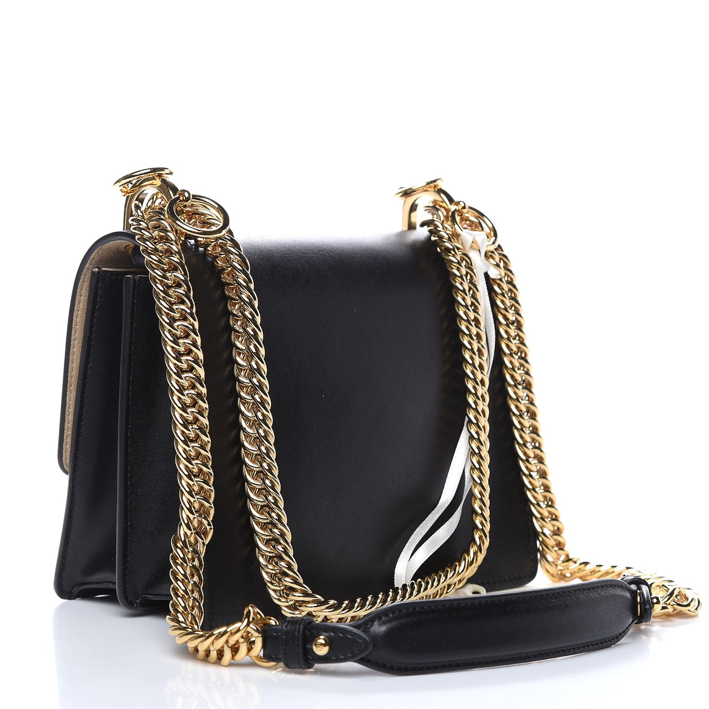 Vitello Liberty Metal Monster Eyes Small Kan I Shoulder Bag Black Gold