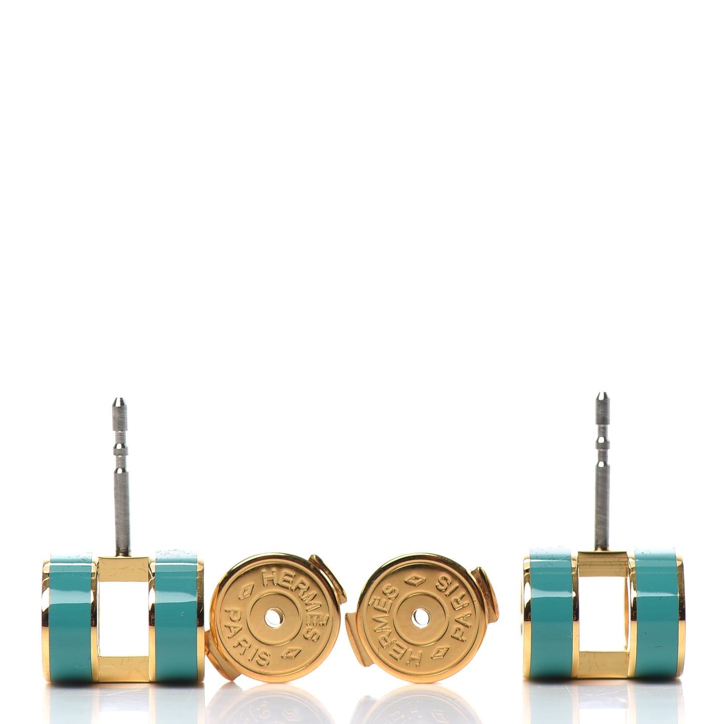 Gold Lacquered Pop H Earrings Turquoise