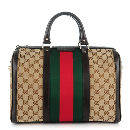 Gucci Monogram Vintage Web Medium Boston Dark Brown 1 of 7