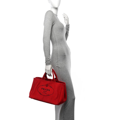 Prada Canapa Small Logo Tote Rosso 2 of 16