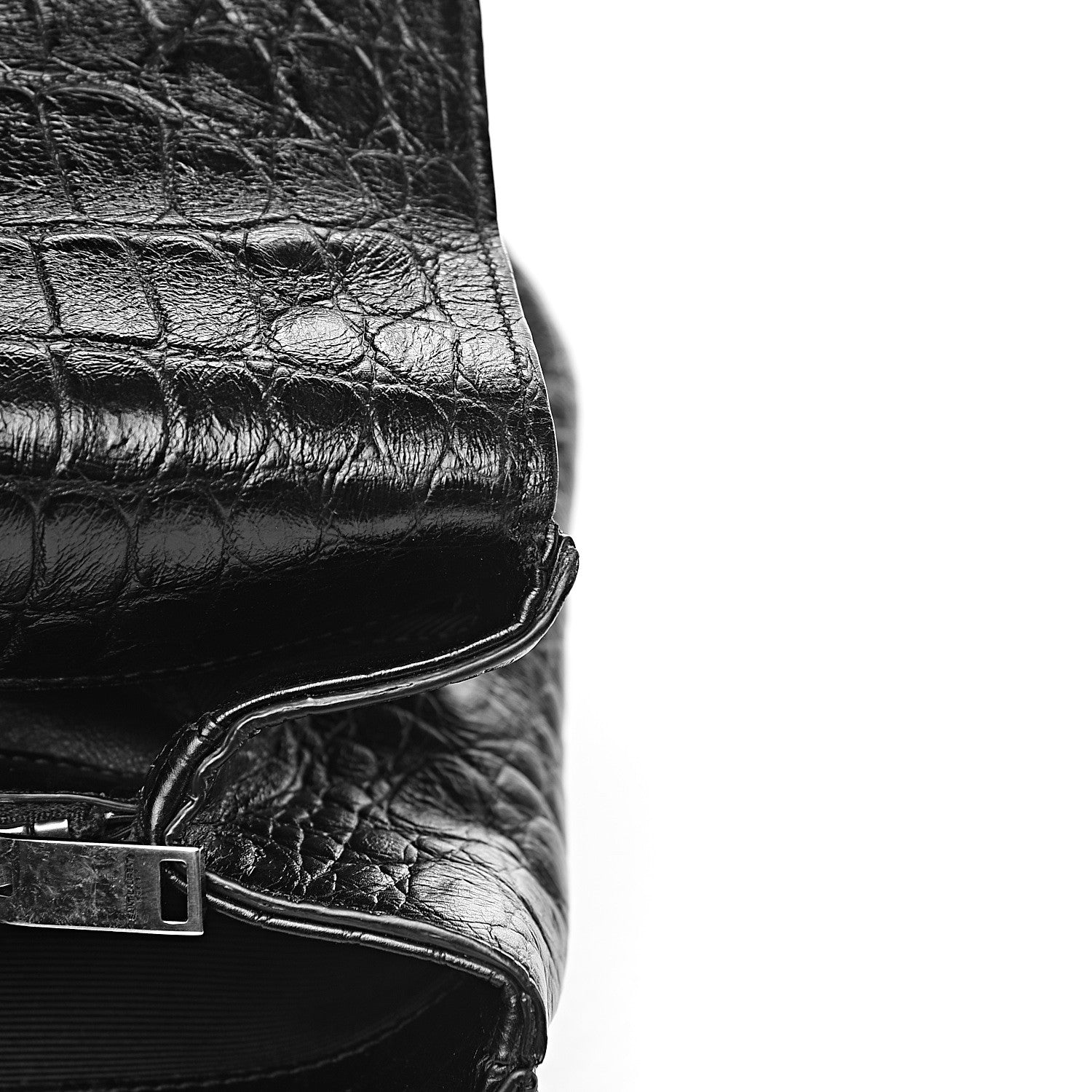 Saint Laurent Calfskin Crocodile Embossed Monogram Large College Satchel Black 11 of 11