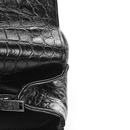 Saint Laurent Calfskin Crocodile Embossed Monogram Large College Satchel Black 11 of 11