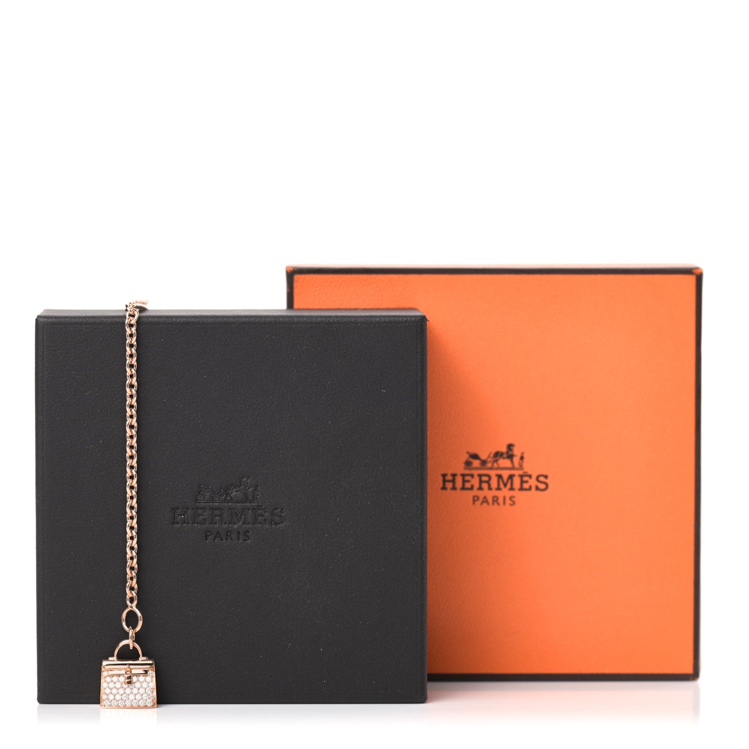 Hermes 18K Rose Gold Diamond Kelly Amulettes Bracelet SH 4 of 4