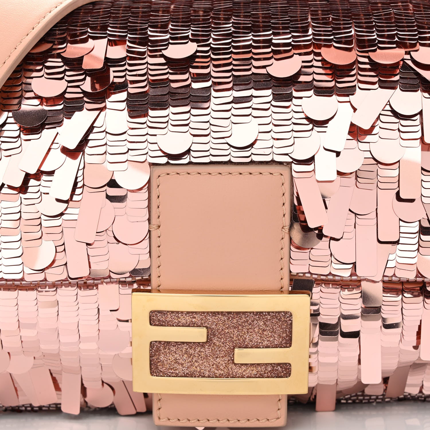 Fendi Sequin Paillettes Vitello Grace Sex and the City Baguette Baby Pink 8 of 10