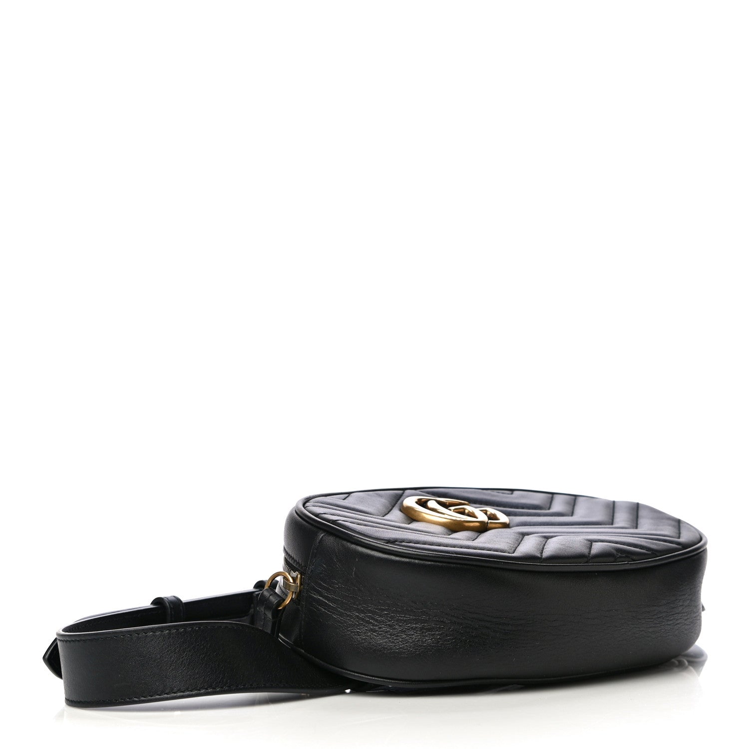 Gucci Calfskin Matelasse GG Marmont Belt Bag 85 34 Black 4 of 13