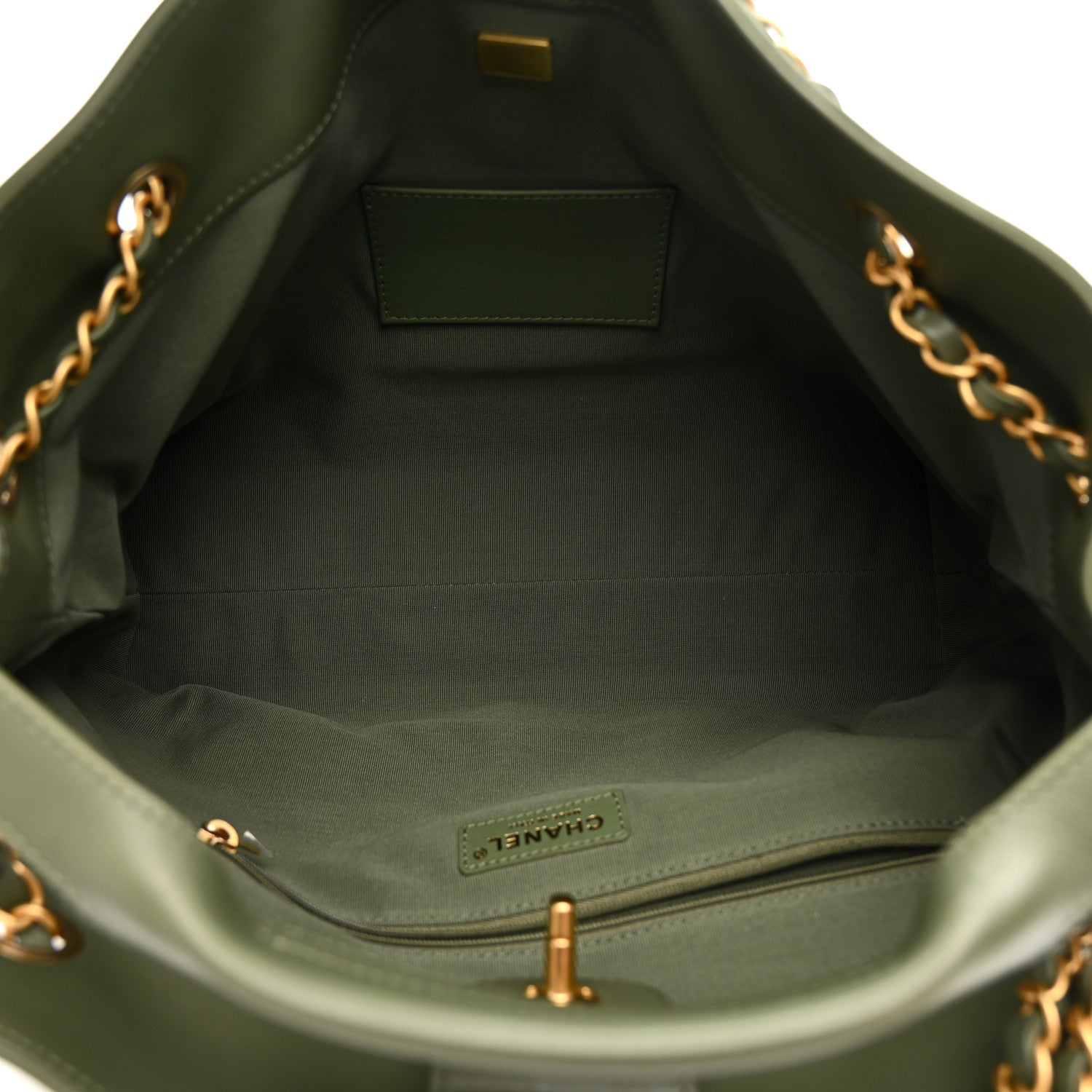 Chanel Calfskin Stitched Shopping Bag Khaki 5 of 10
