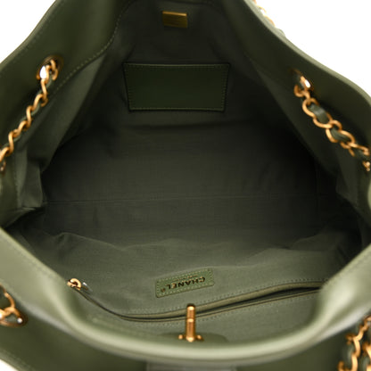 Chanel Calfskin Stitched Shopping Bag Khaki 5 of 10