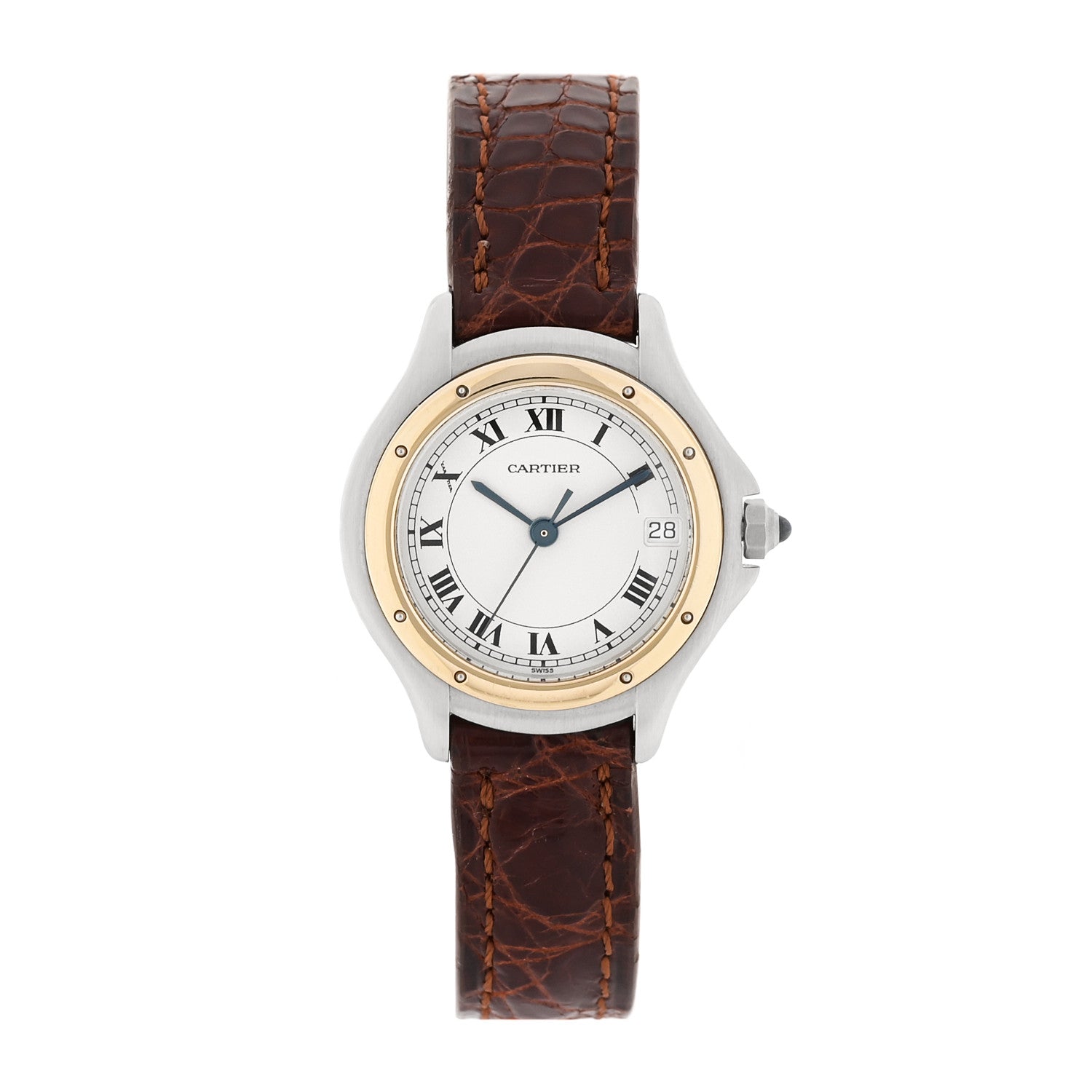 Cartier Stainless Steel 18K Yellow Gold Alligator 26mm Cougar Quartz Watch 1 of 4