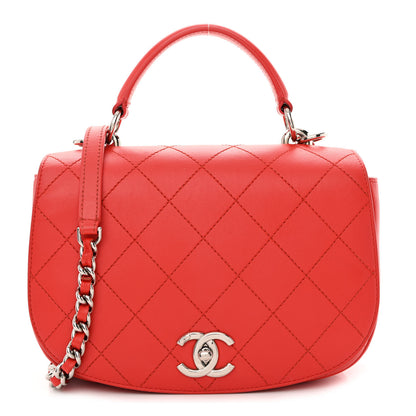 Chanel Calfskin Stitched Ring My Bag Flap Crossbody Red 1 of 16