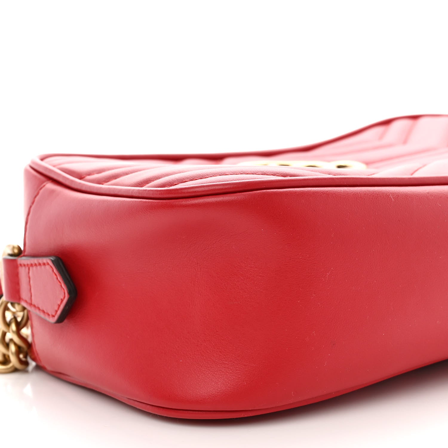 Gucci Calfskin Matelasse Small GG Marmont Chain Shoulder Bag Hibiscus Red 9 of 11