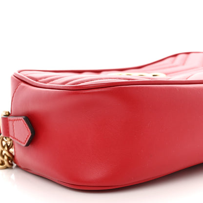 Gucci Calfskin Matelasse Small GG Marmont Chain Shoulder Bag Hibiscus Red 9 of 11