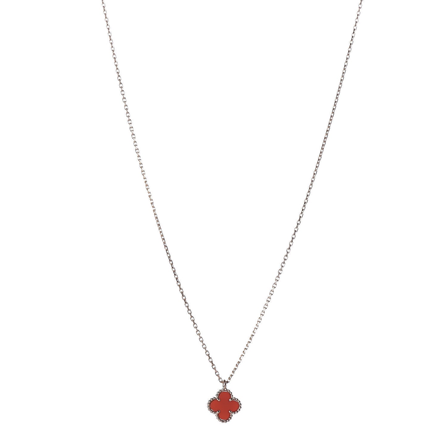 18K Rose Gold Carnelian Sweet Alhambra Pendant Necklace