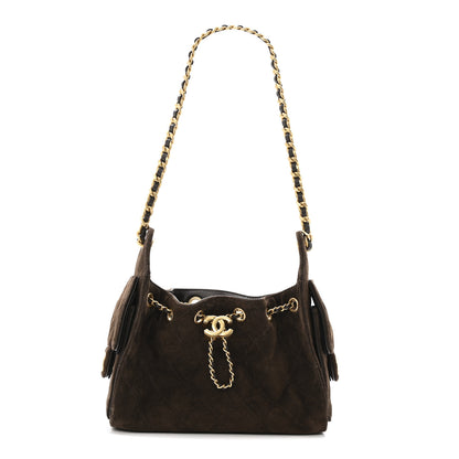 Chanel Suede Quilted Mini Chanel 25 Handbag Dark Brown 1 of 13
