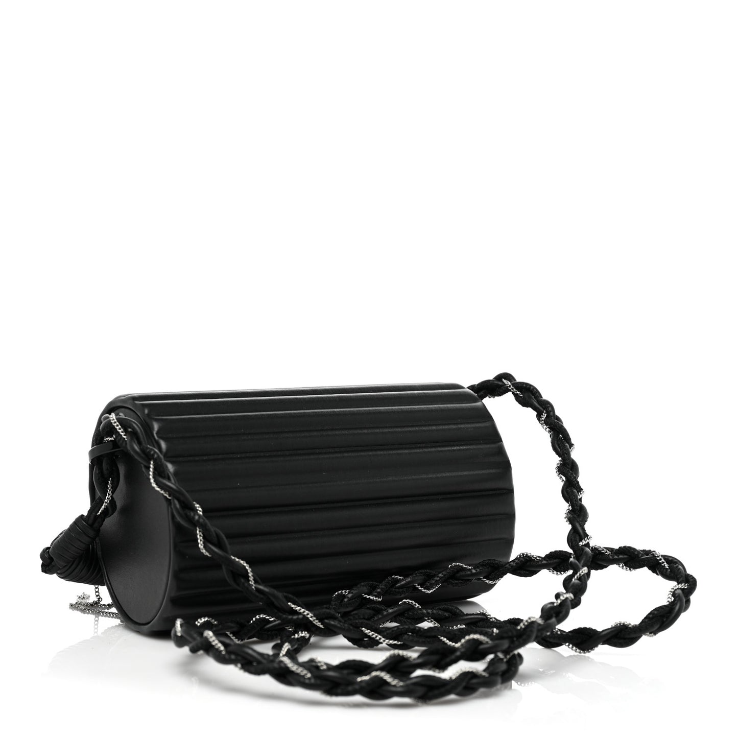 Ribbed Plexiglass Lambskin Fringe Monogram Opium Box Bag Black