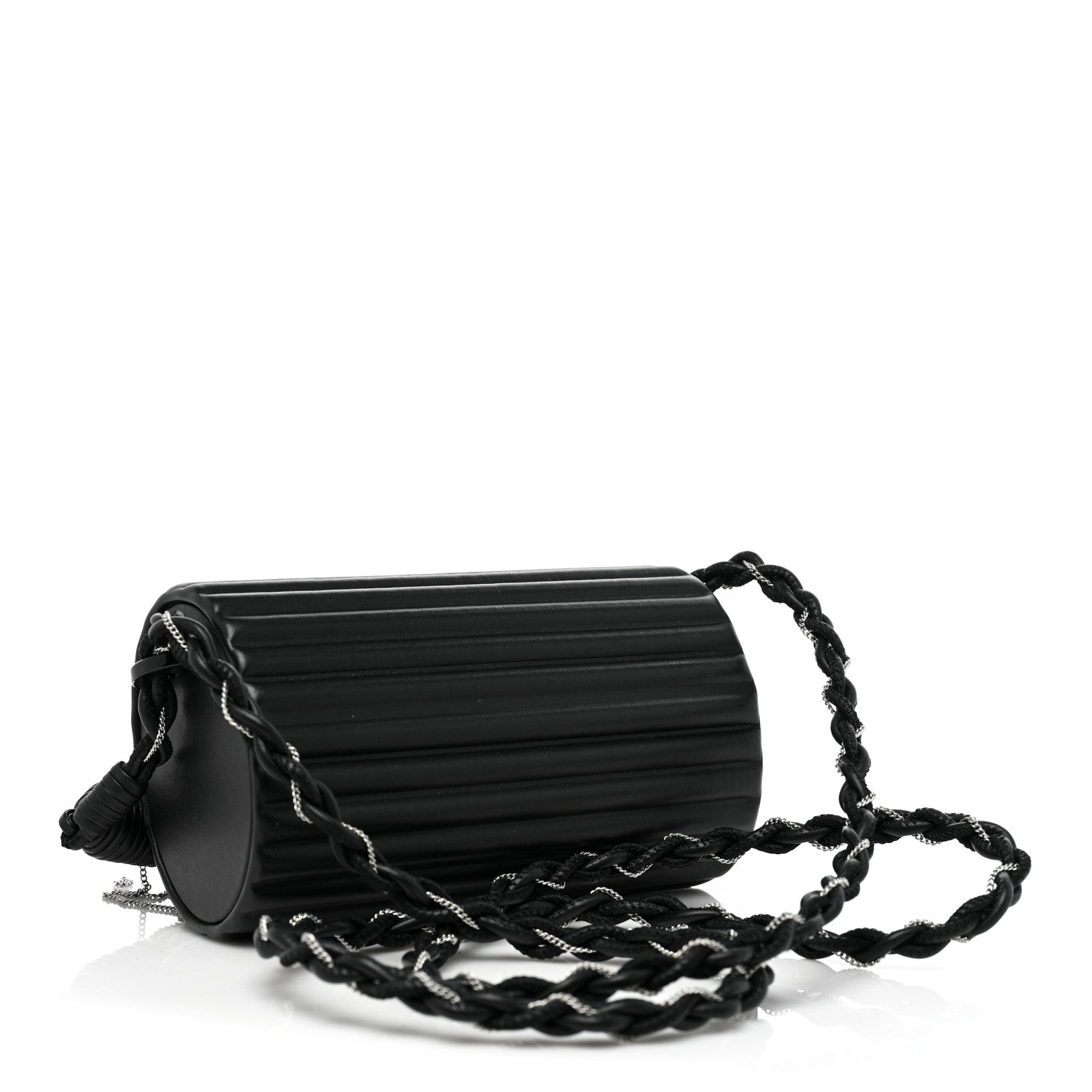 Saint Laurent Ribbed Plexiglass Lambskin Fringe Monogram Opium Box Bag Black 3 of 10