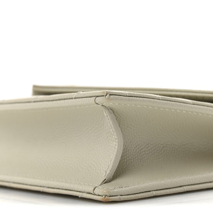 Saint Laurent Grain De Poudre Matelasse Chevron Monogram Envelope Chain Wallet Optical White 10 of 10