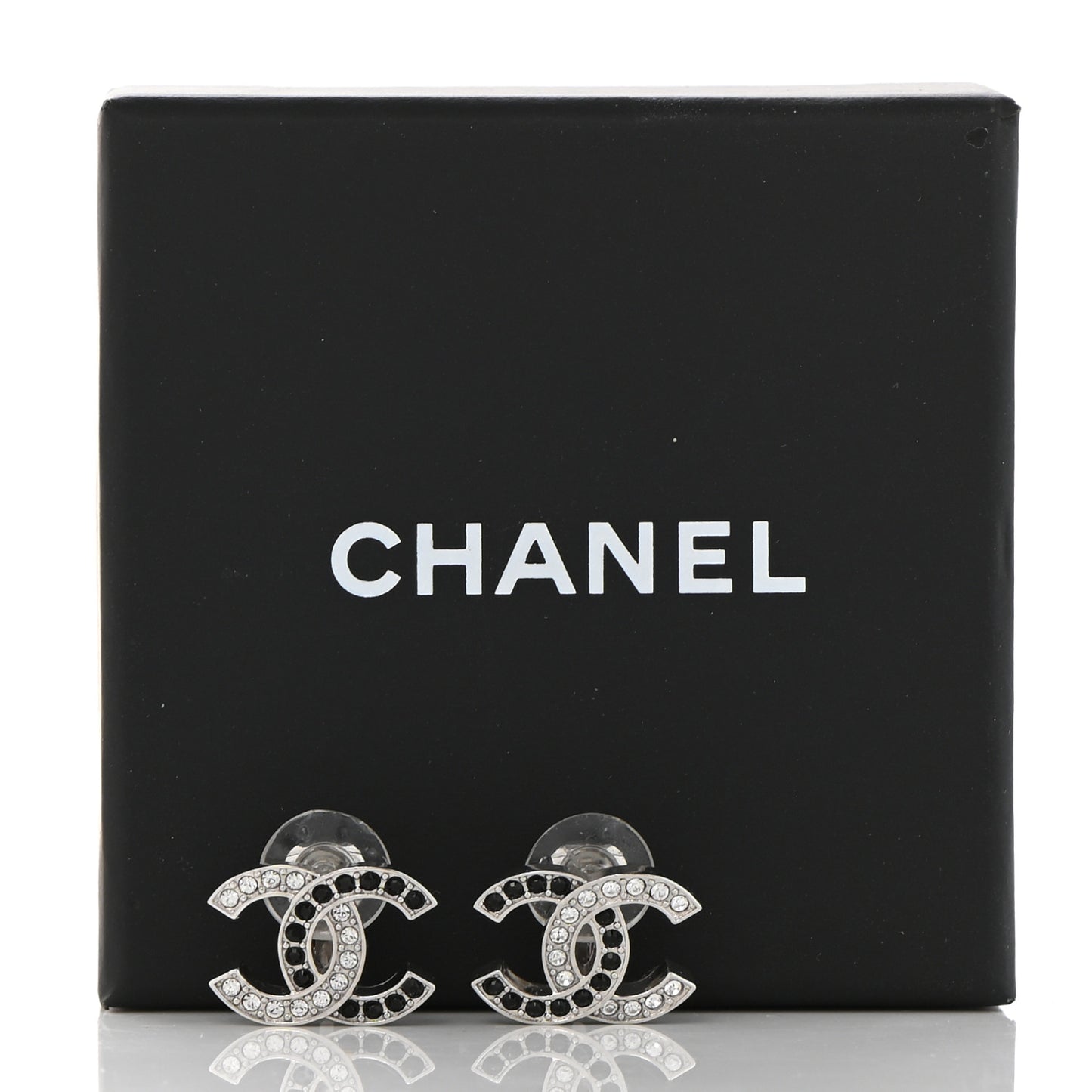 Crystal CC Earrings Silver Black