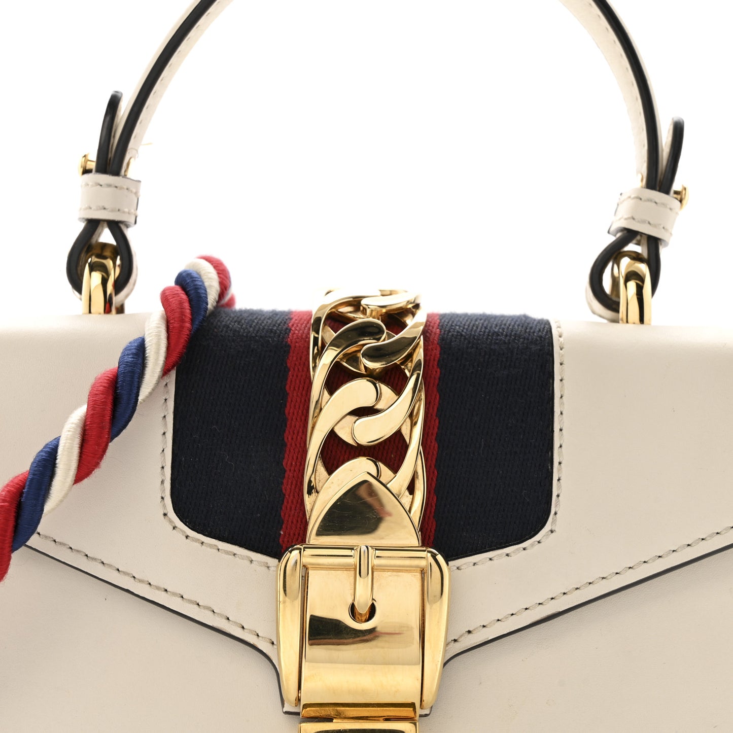 Calfskin Mini Sylvie Top Handle Bag White